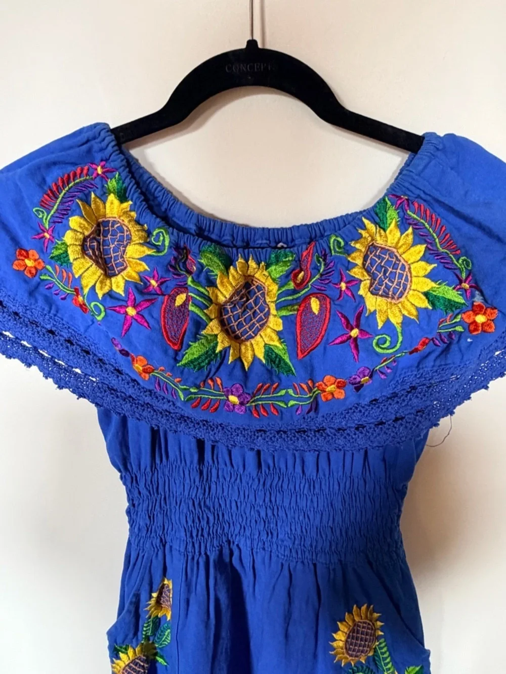Boho sunflower blue romper S